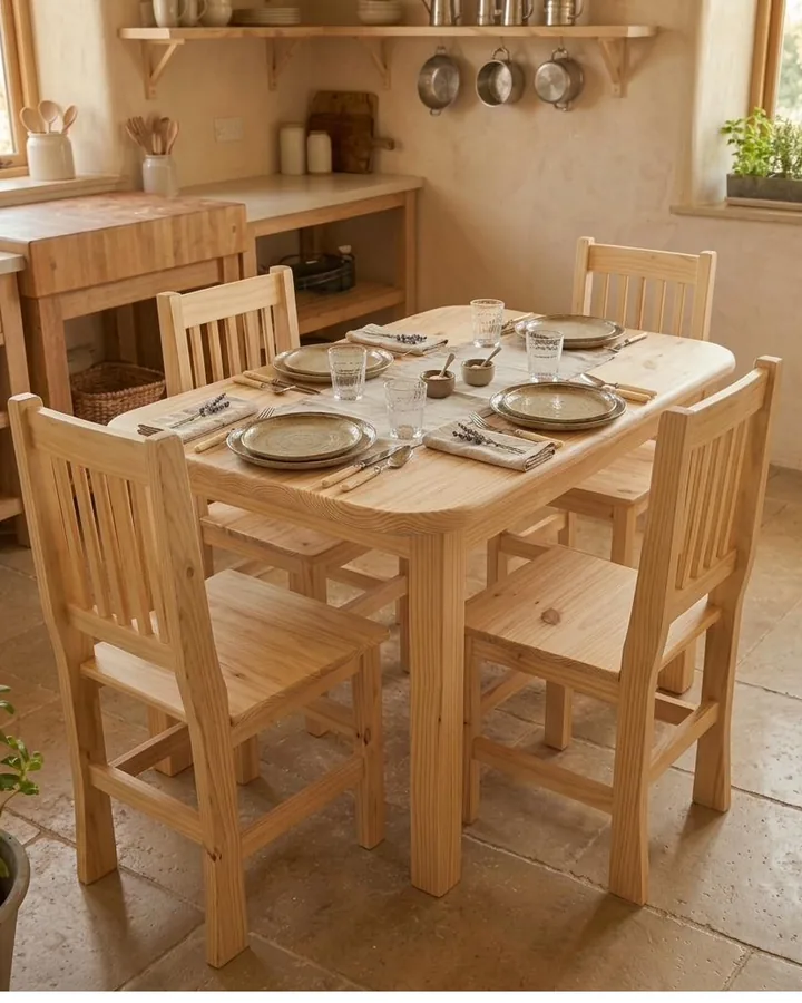 Mesa de pino 1,20 con 4 sillas